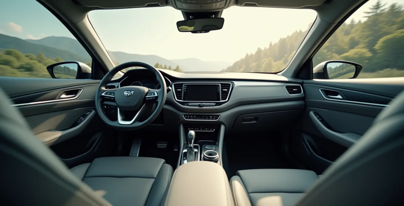 Intérieur de voiture parfaitement rangé sans aucun objet visible