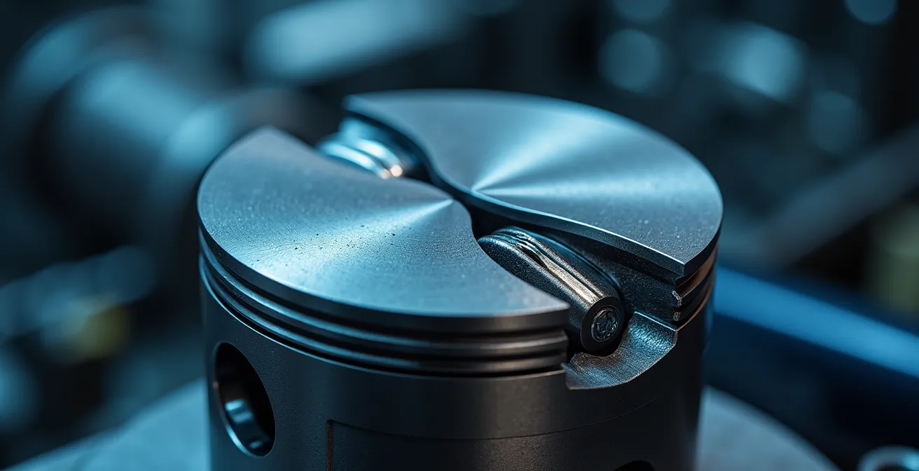 Coupe transversale d'un cylindre montrant le jeu excessif entre piston et paroi à froid