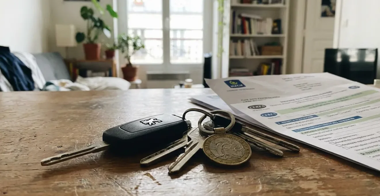 Clés de voiture posées sur table d'appartement étudiant pour assurance jeune conducteur